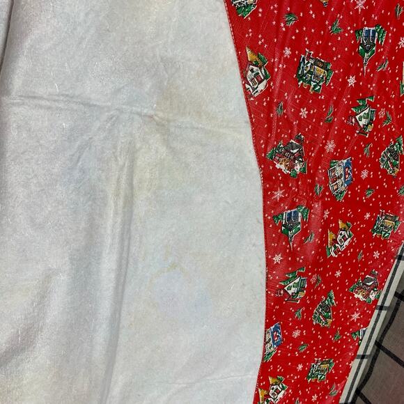 Vintage Vinyl Holiday Christmas Winter Tablecloth Oblong 53 x 68" Flannel Back - Picture 7 of 9
